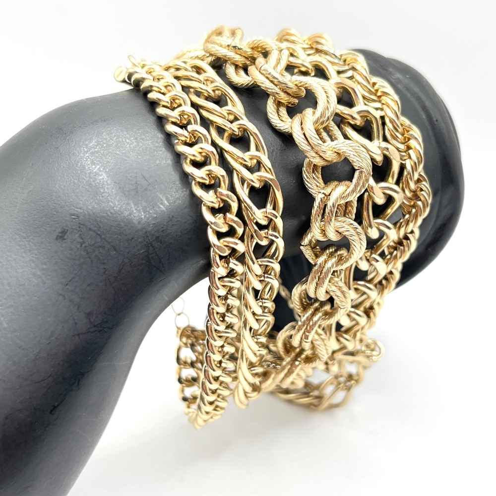 Vintage Gold Tone Multi Strand Chunky Chain Link Bracelet 6-8"